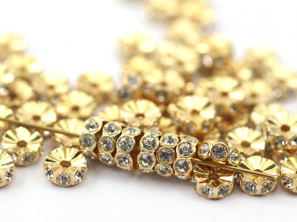 12 Vintage Gold Swarovski Rondelle Beads ( 7.5x3 Mm ) D0080 Y276