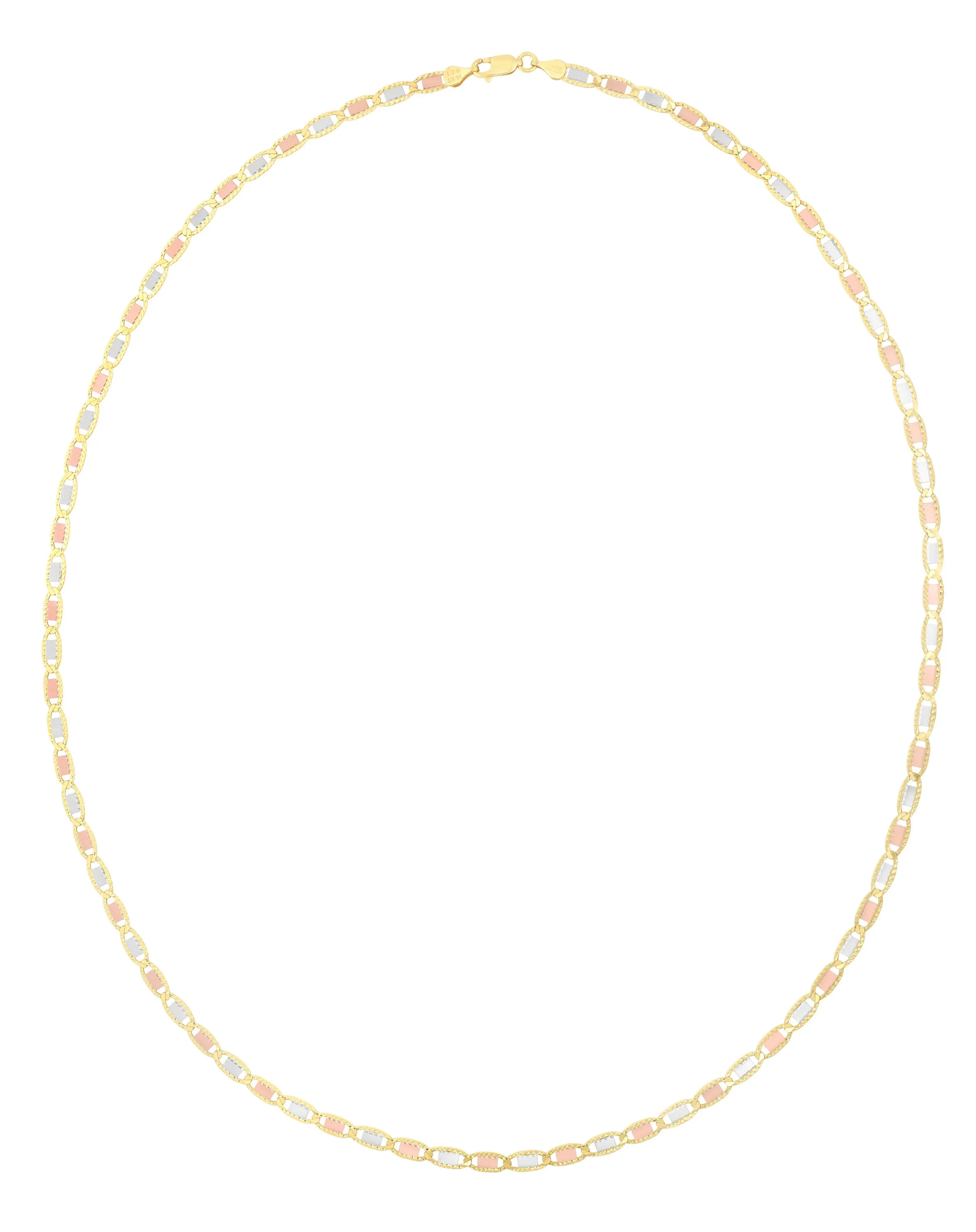 14K 4.1mm Tricolor Valentino Chain