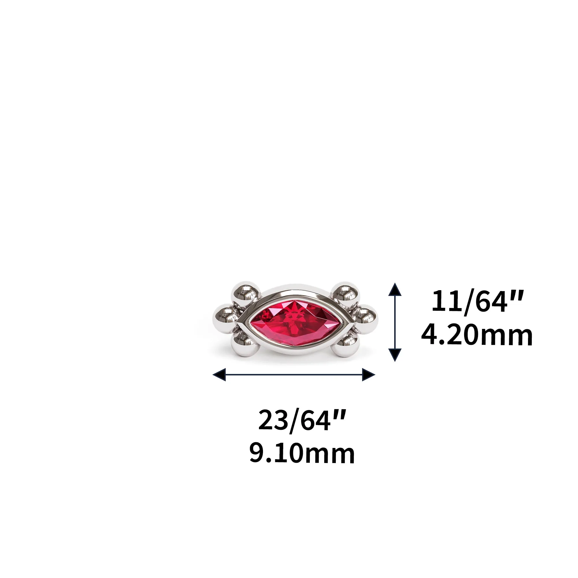 14K Gold Marquise Ruby Beaded Stud