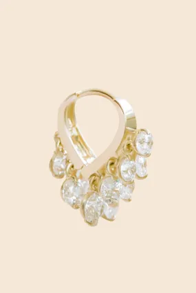 14K Solid Gold Jewelry Chandelier Cz Delicate Piercing Earring Hoop Ring