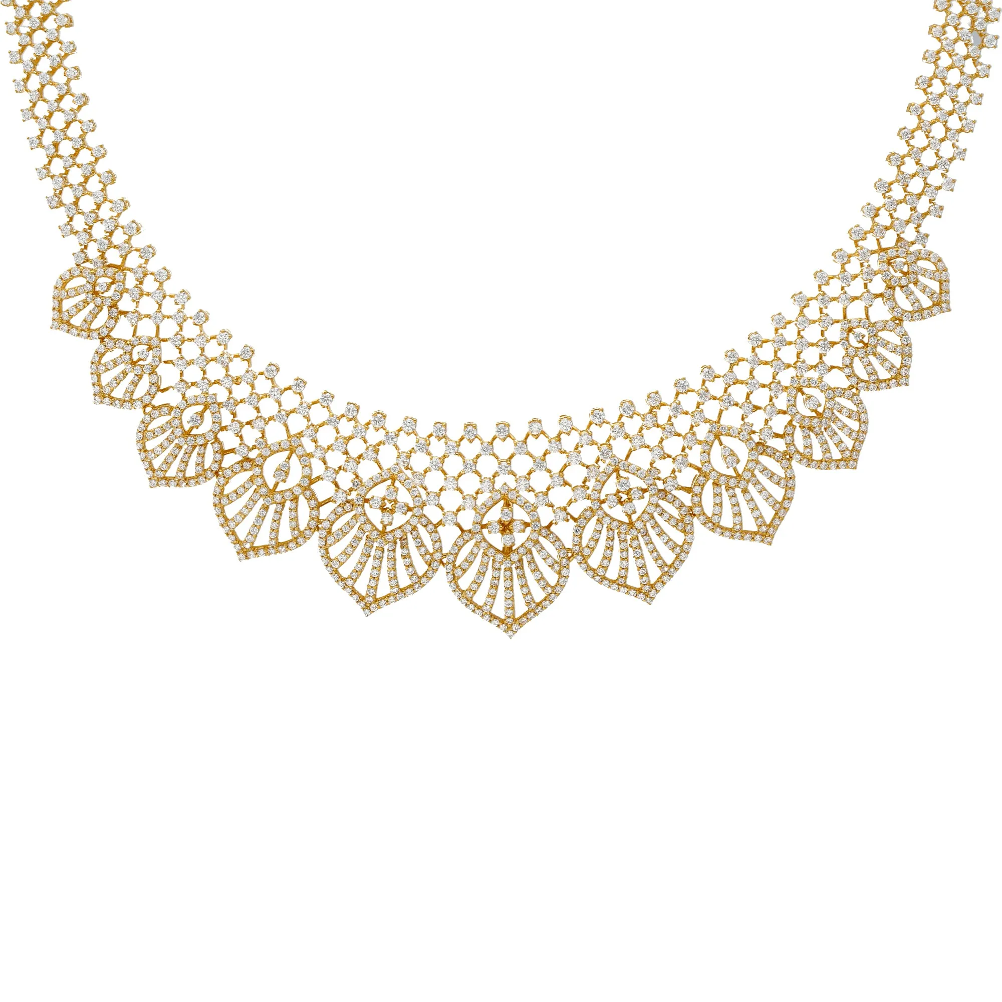 22K Yellow Gold & CZ Choker Necklace (48.3gm)