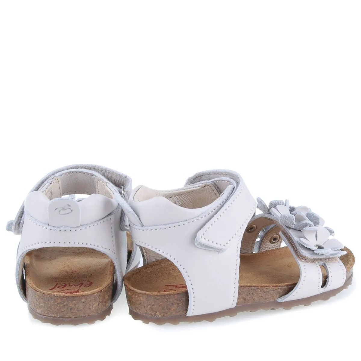 (2640D-5) Emel White Flowers sandals