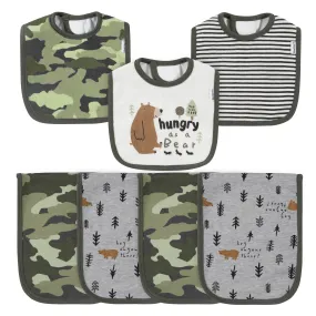 7-Piece Baby Boys Bear Terry Bibs & Terry Burp Cloths Set