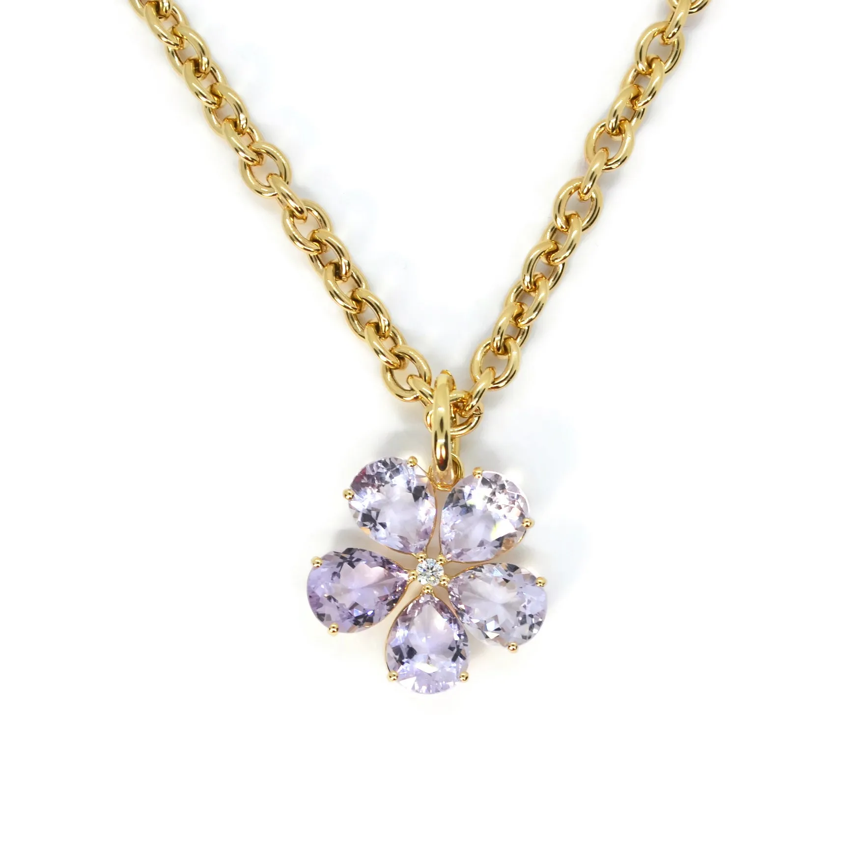 A & Furst - Fiori - Pendant with Rose de France and Diamond, 18k Yellow Gold