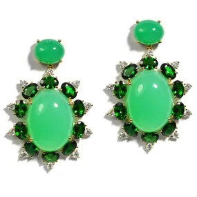 A & Furst - Sole - Drop Earrings with Natural Chrysoprase, Tsavorite Garnet and Diamonds, 18k Yellow Gold