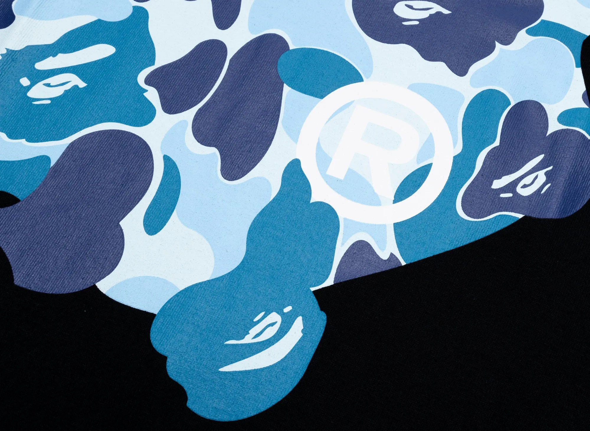 A Bathing Ape ABC Camo Rebuild Big Ape Head Tee in Black/Blue xld