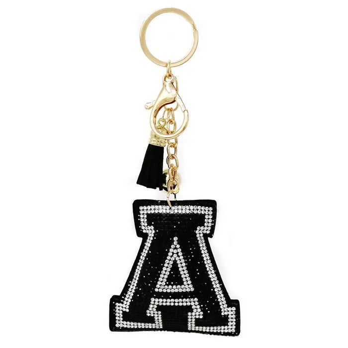 A Initial Rhinestone Tape Keychain