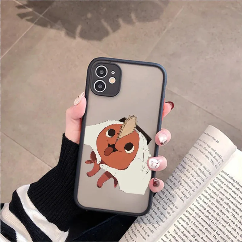 Anime Chainsaw Man Cellphone Bumper Clear Matte PC Back Phone Case For iphone 11 12 13 14 15 Pro Xs Max 8 14 15 Plus X XR case