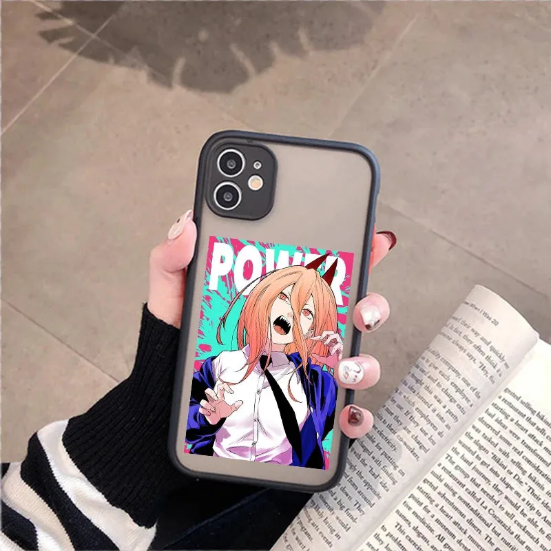 Anime Chainsaw Man Cellphone Bumper Clear Matte PC Back Phone Case For iphone 11 12 13 14 15 Pro Xs Max 8 14 15 Plus X XR case