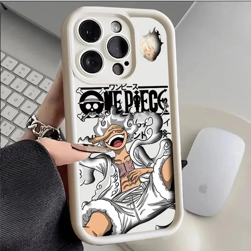 Anime One Piece Luffy Gear 5th Phone Case for iPhone 15 14 13 12 11 Pro Max Plus Shockproof Silicone