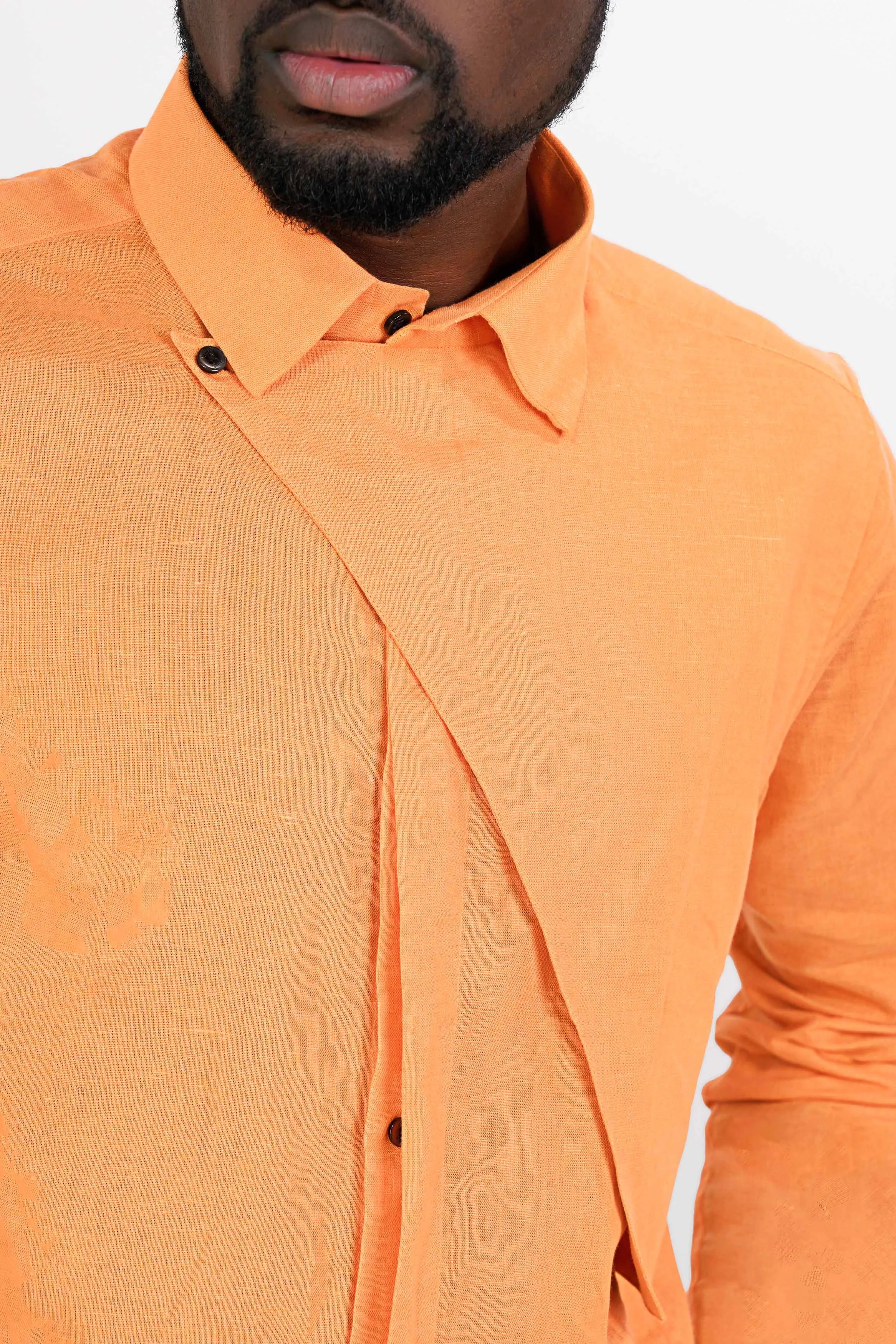 Apache Orange Luxurious Linen Designer Shirt