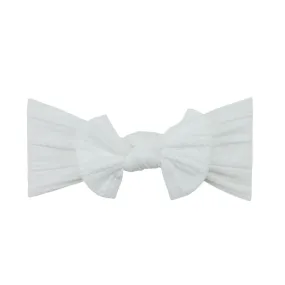 Baby Top Knot Single Bow Headband White