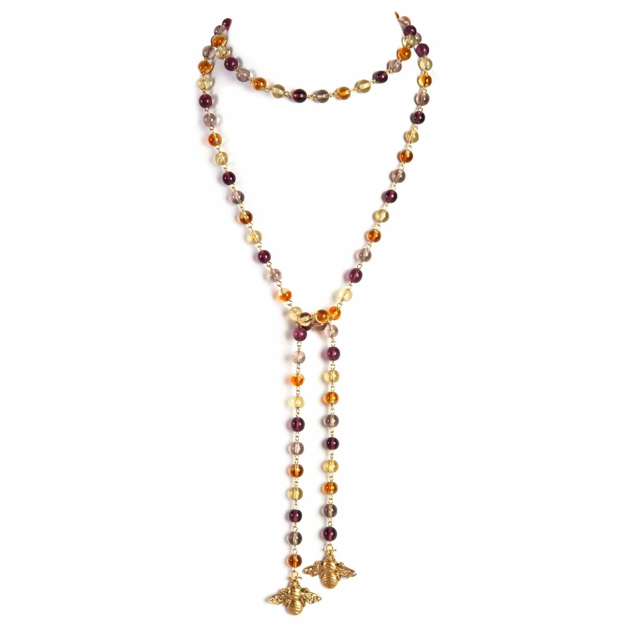 Beaded Bee Lariat - Treasured Topaz