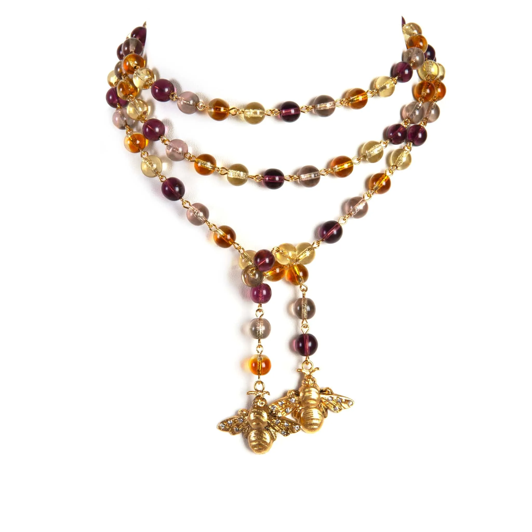 Beaded Bee Lariat - Treasured Topaz