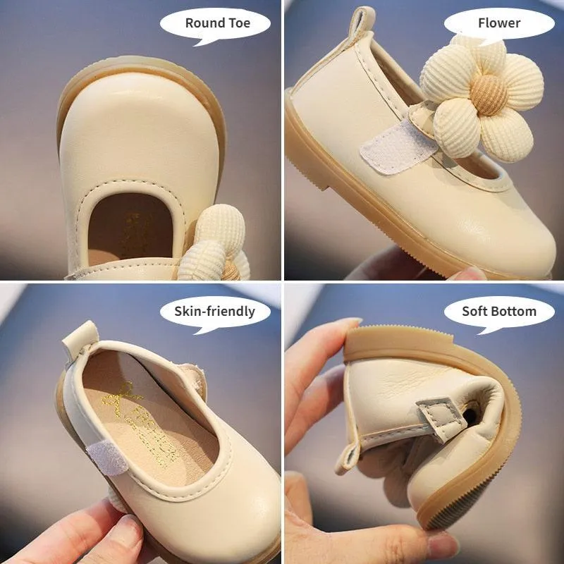 Beautiful Flower Toddler Leather Casual Shoes for Baby Girls (TH338)