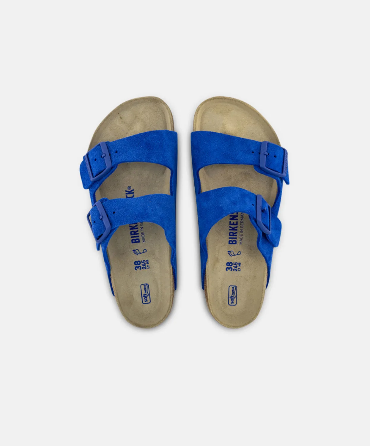 Birkenstock Arizona Suede Leather Ultra Blue Soft Footbed Sandals