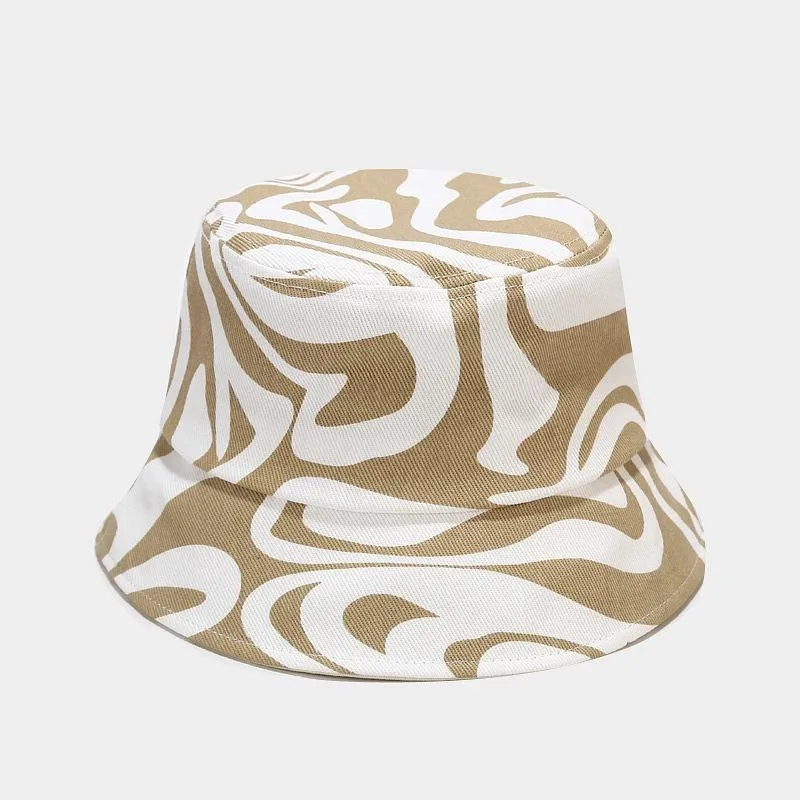 Black Beige Striped Zebra Print Bucket Hats For Womens Ladies Gifts