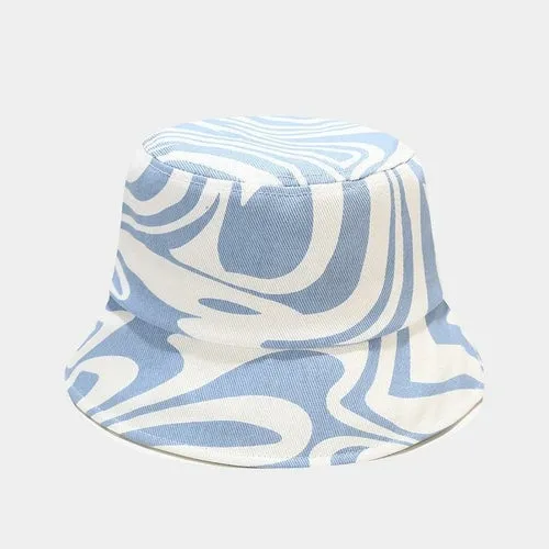 Black Beige Striped Zebra Print Bucket Hats For Womens Ladies Gifts