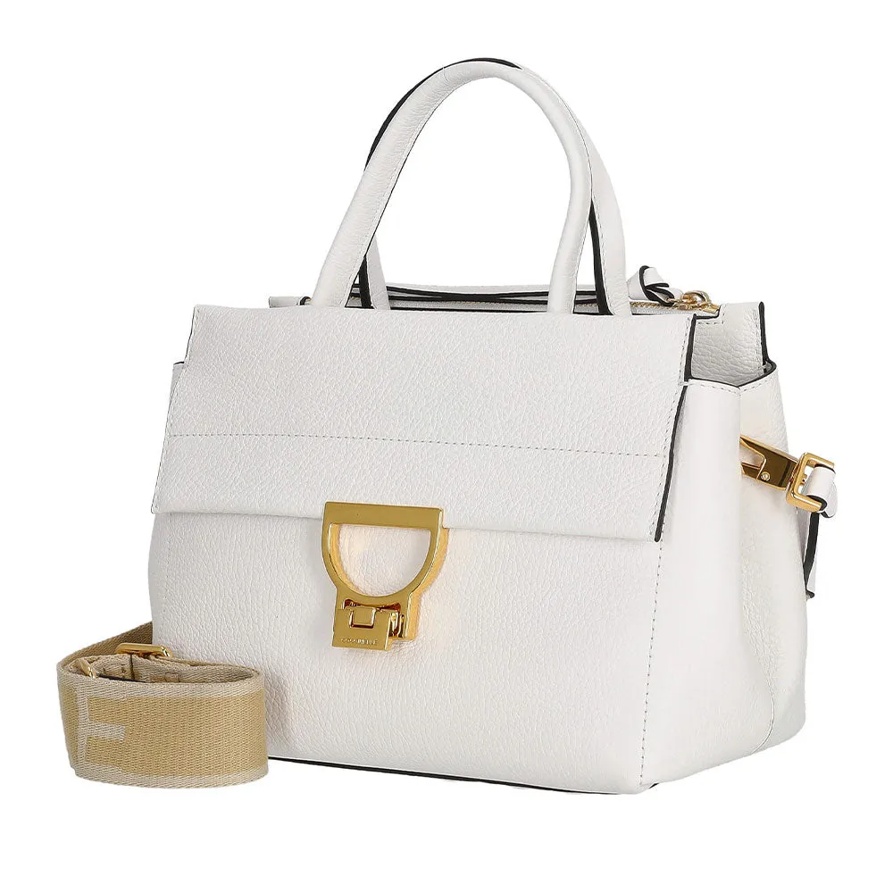 Borsa Donna a Mano COCCINELLE in Pelle Linea Arlettis Signature colore Brillant White