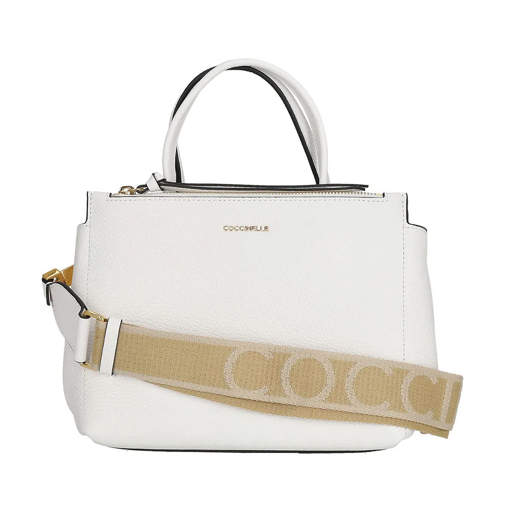 Borsa Donna a Mano COCCINELLE in Pelle Linea Arlettis Signature colore Brillant White