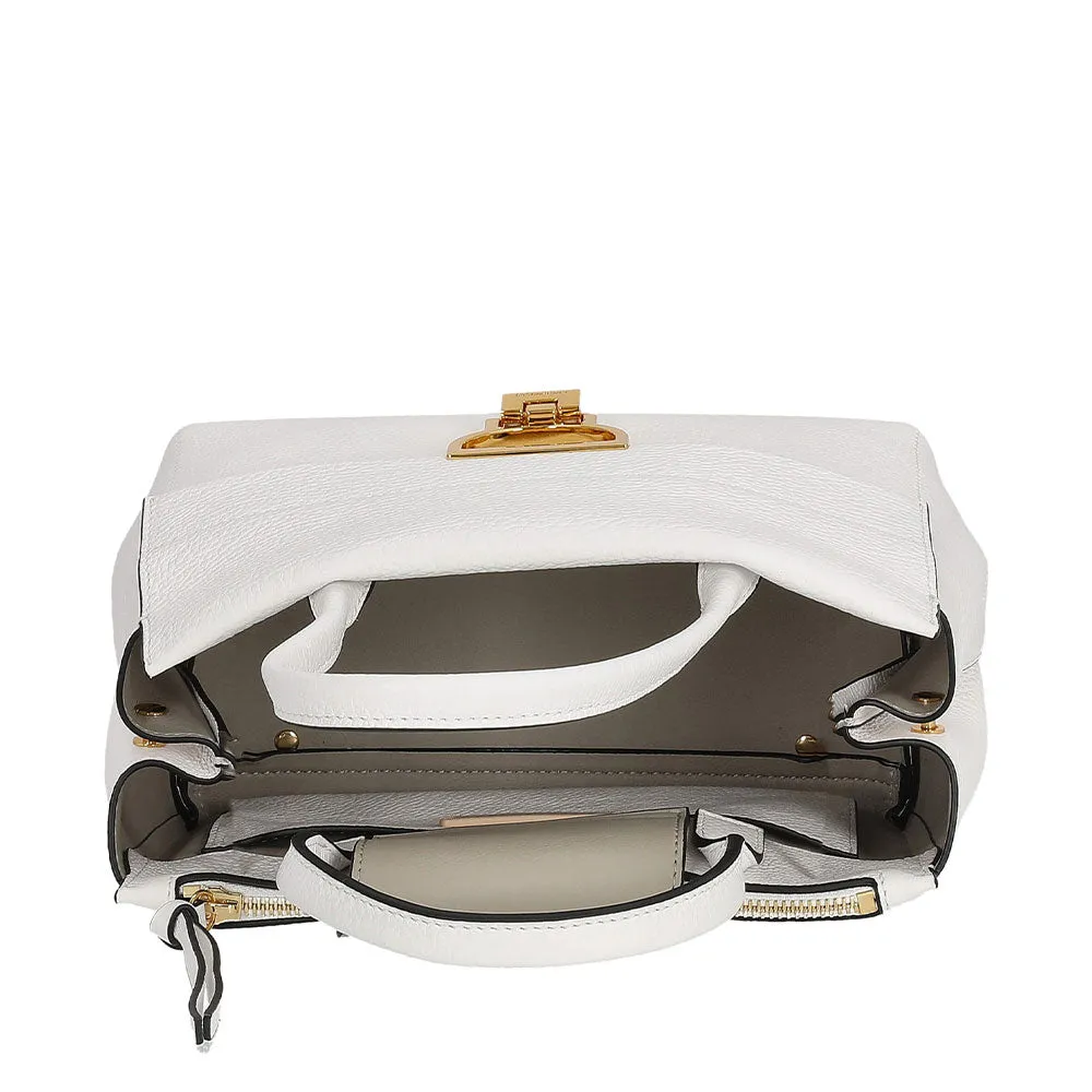 Borsa Donna a Mano COCCINELLE in Pelle Linea Arlettis Signature colore Brillant White