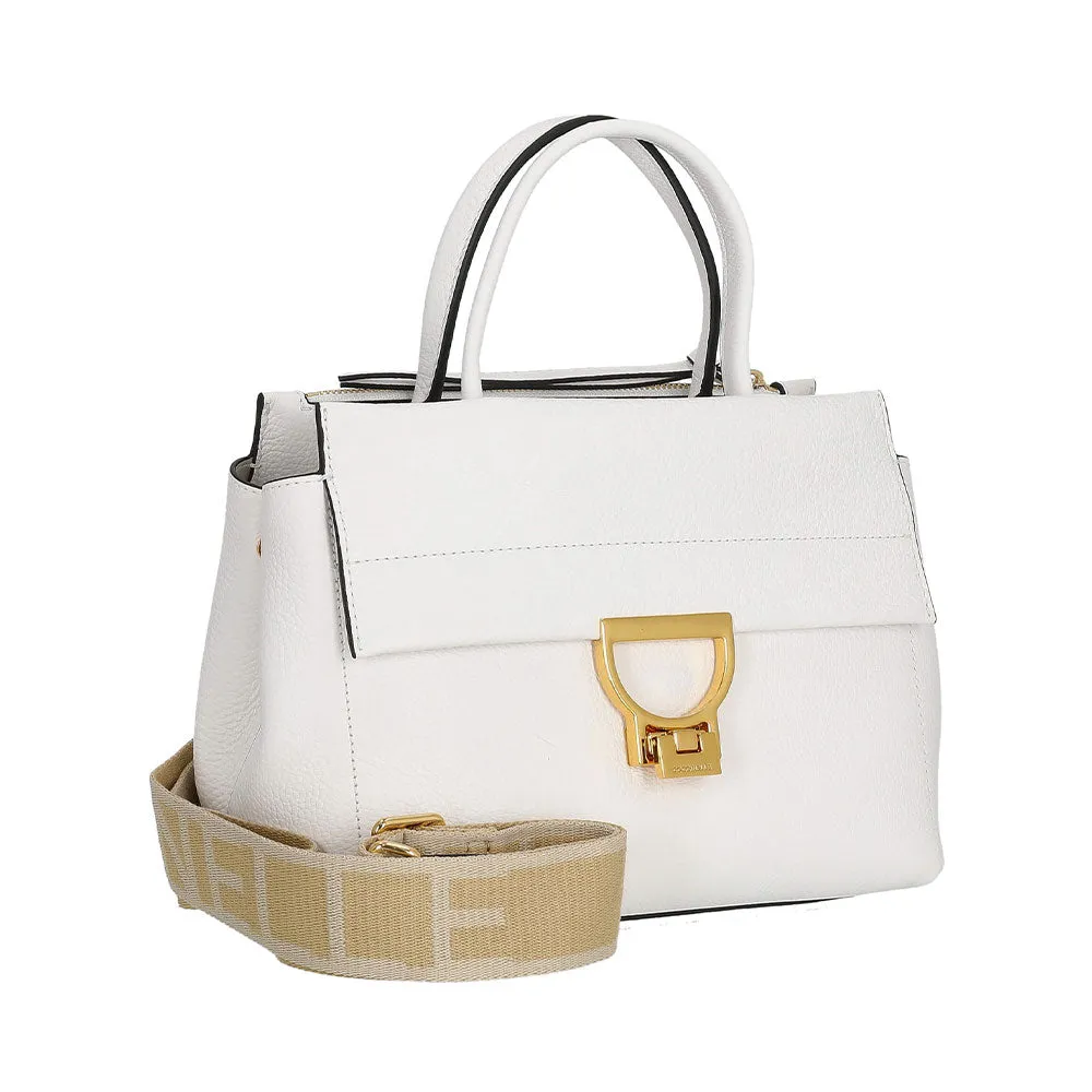 Borsa Donna a Mano COCCINELLE in Pelle Linea Arlettis Signature colore Brillant White