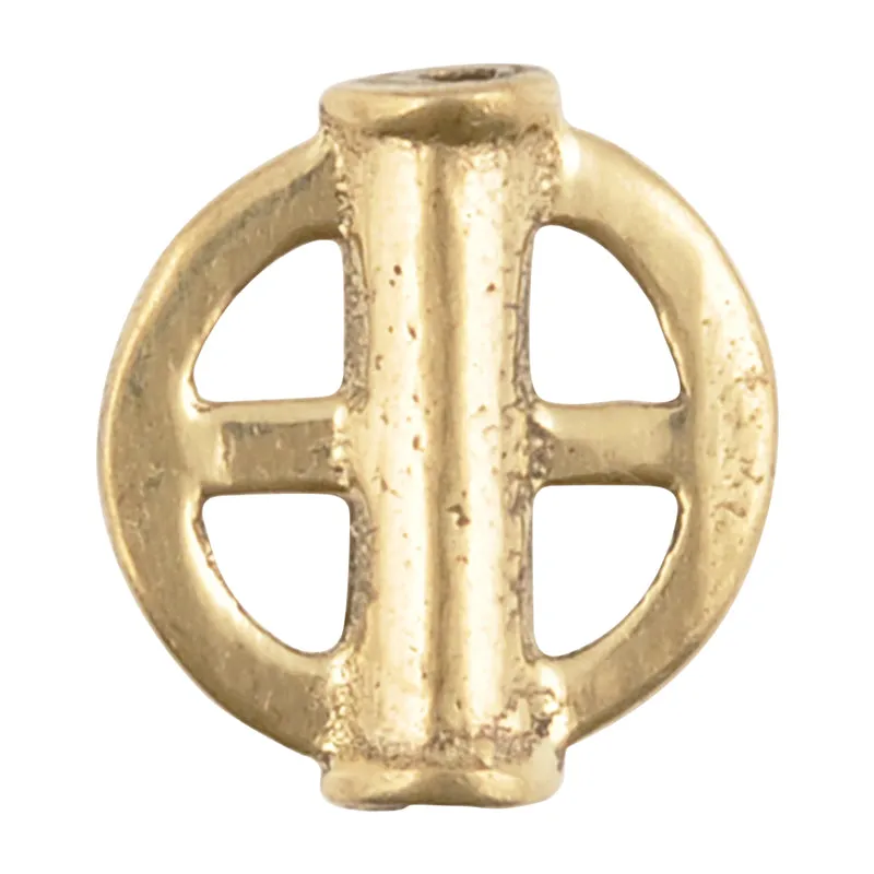 Brass Beads-15mm Flat Round Cross-Bronze-Quantity 1