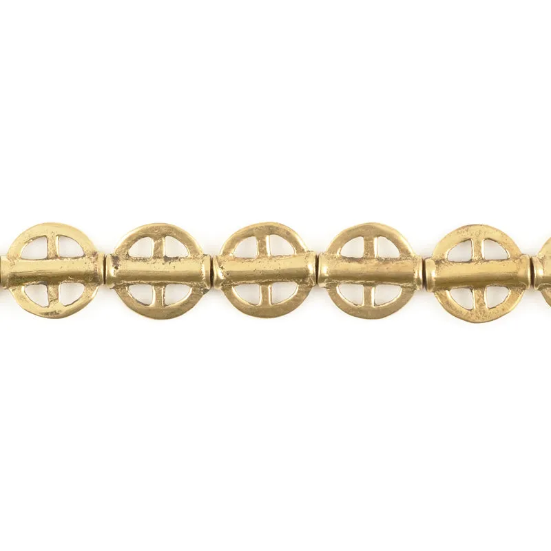 Brass Beads-15mm Flat Round Cross-Bronze-Quantity 1