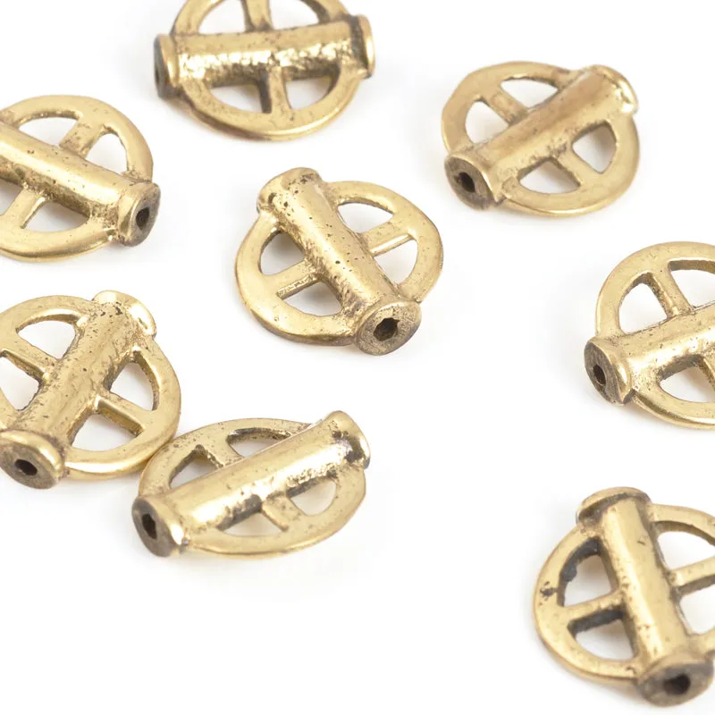 Brass Beads-15mm Flat Round Cross-Bronze-Quantity 1