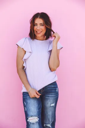 Brenna Corded Top-Lavender