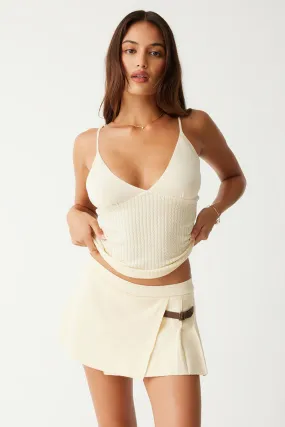 Carver Cloud Knit Pleated Skort - French Vanilla