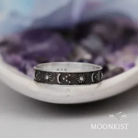 Celestial Sterling Silver Narrow Wedding Ring | Moonkist Designs