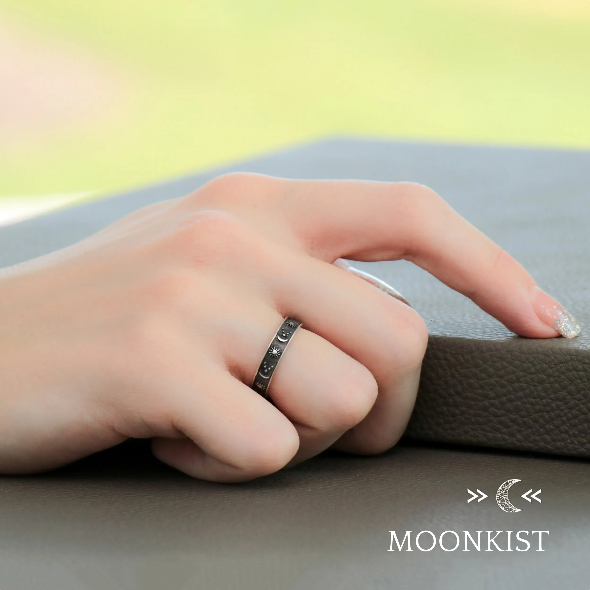 Celestial Sterling Silver Narrow Wedding Ring | Moonkist Designs