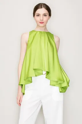 Chartreuse Satin Ruffled Top