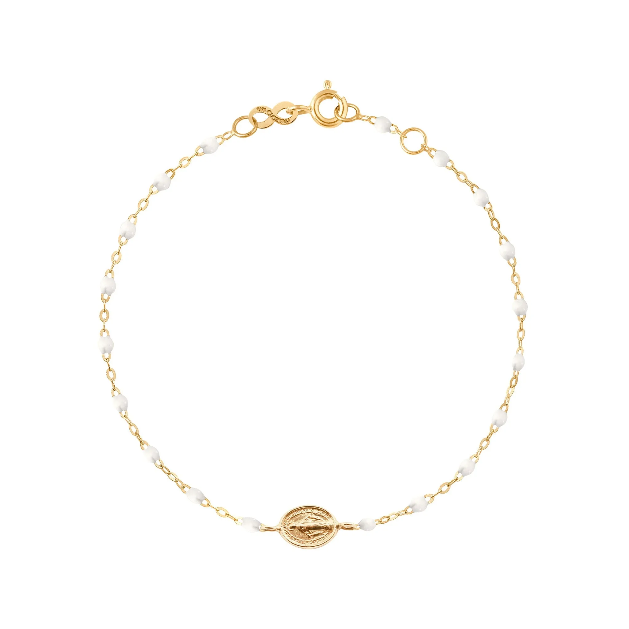 Child Madone Charm Classic Gigi White bracelet, Yellow Gold, 5.9"