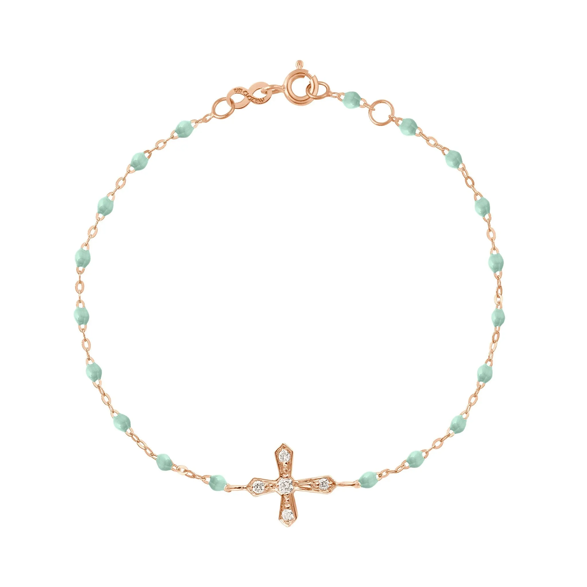 Classic Cross Vintage Diamond Jade bracelet, Rose Gold, 6.7"