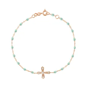 Classic Cross Vintage Diamond Jade bracelet, Rose Gold, 6.7"