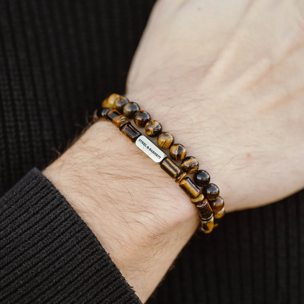 Colourful Cal Barrel Gemstone Bracelet Tiger Eye