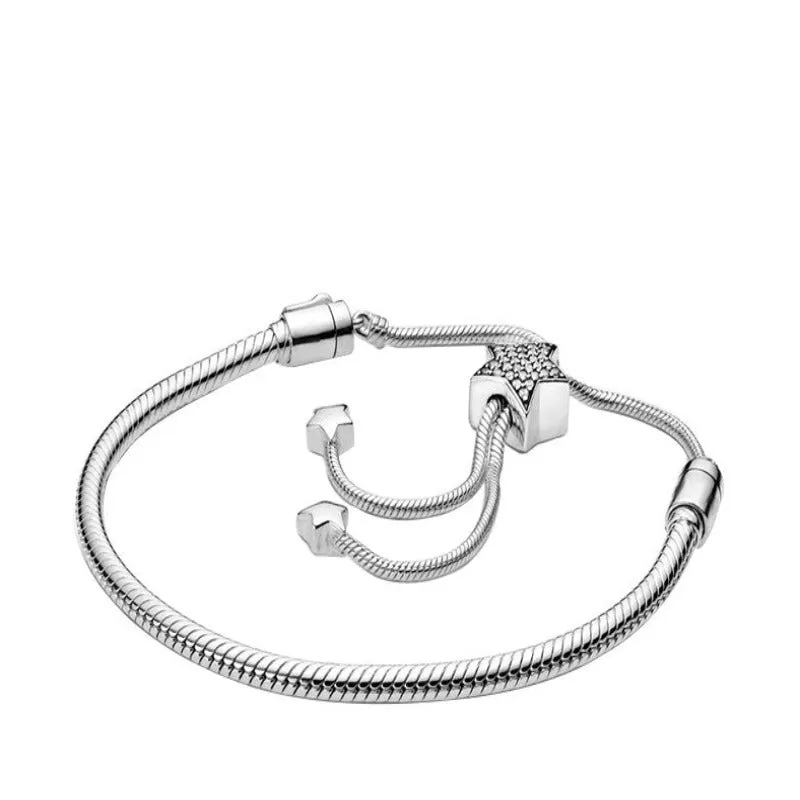 Crown Heart T-Bar Sterling Silver Bracelet