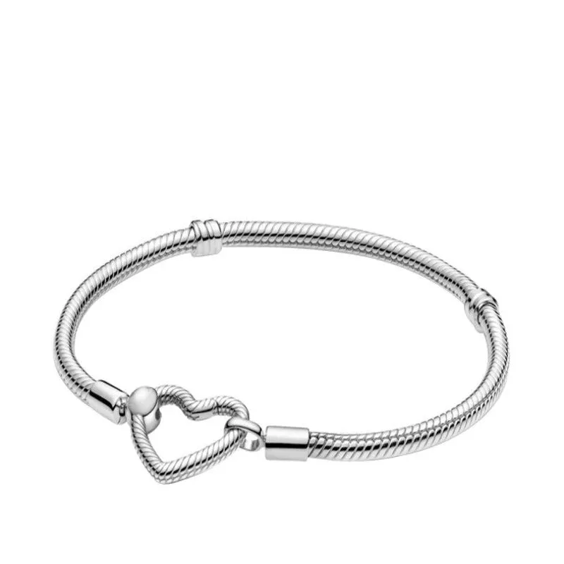 Crown Heart T-Bar Sterling Silver Bracelet