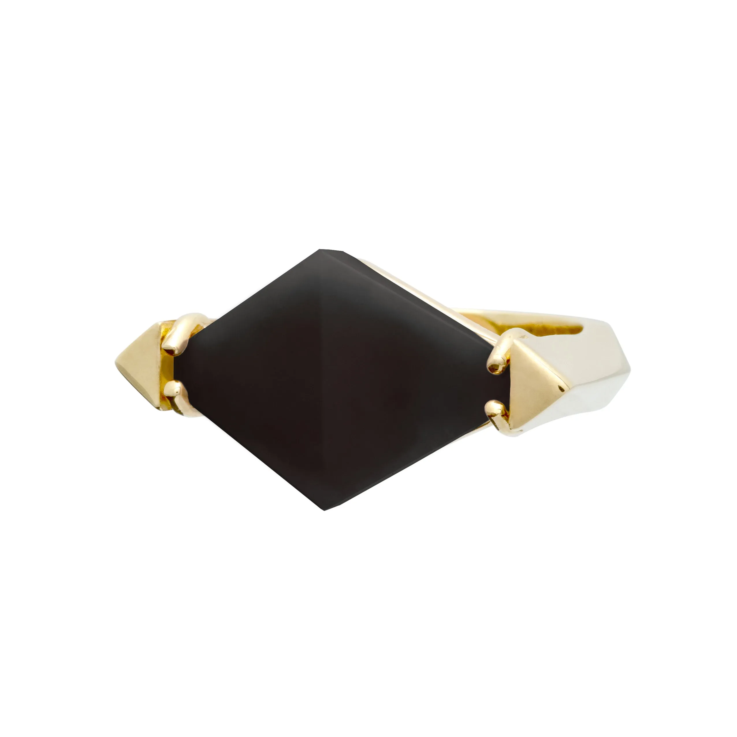 DECO ROMBO BLACK AGATE RING