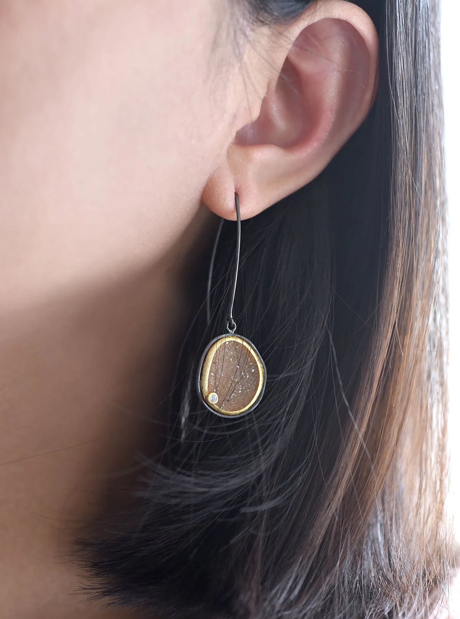 Druzy Wire Hook Earrings