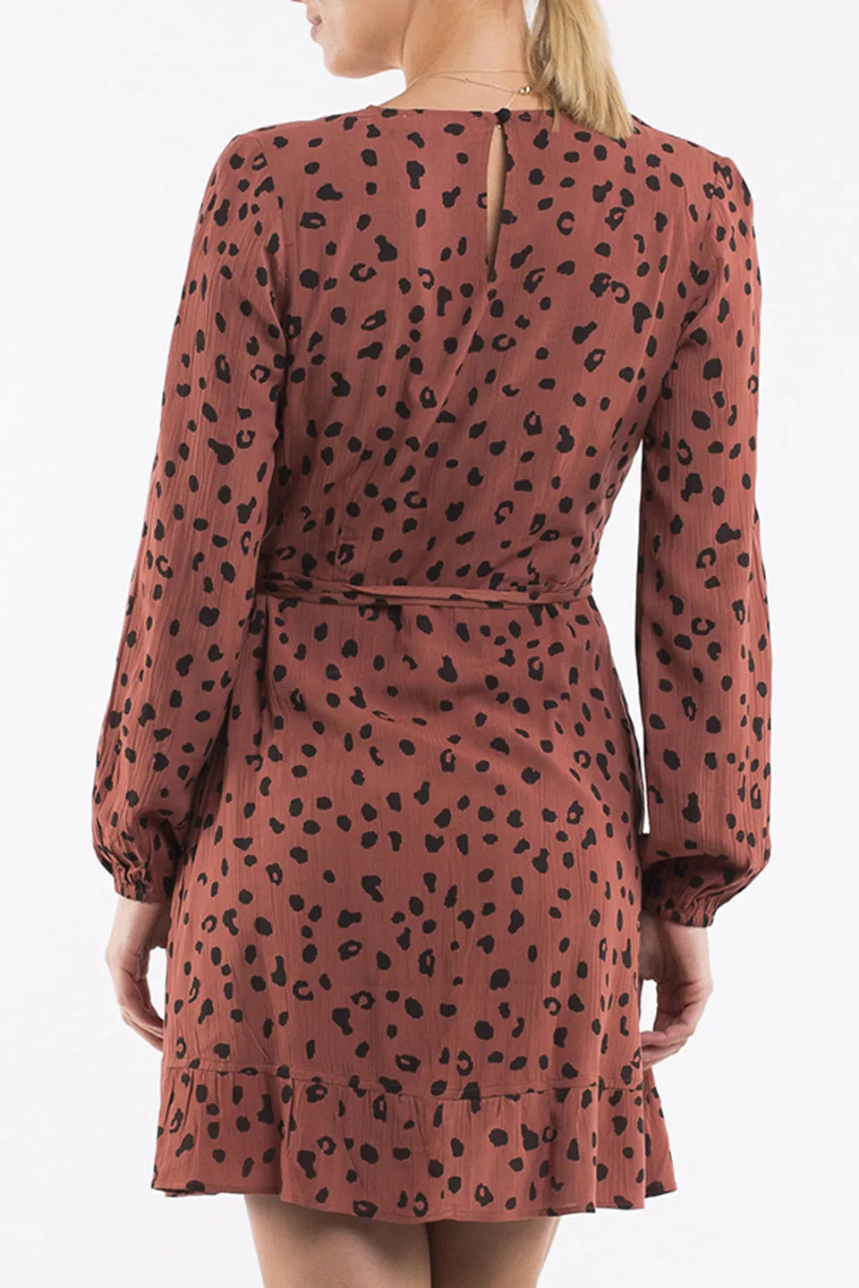 Eden LS Animal Print Red Dress