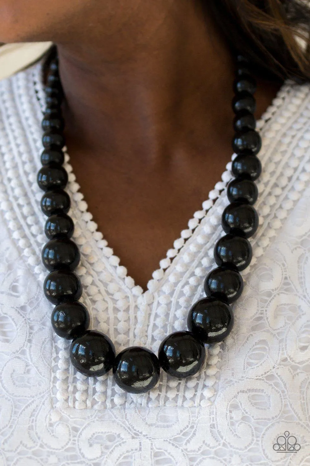 Effortlessly Everglades Black Wood Necklace and matching Earrings - Paparazzi Accessories