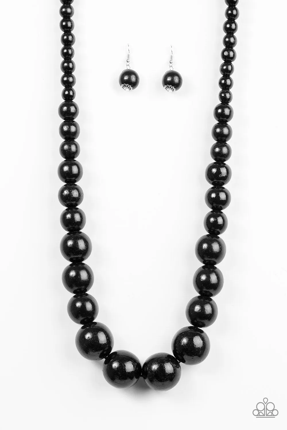 Effortlessly Everglades Black Wood Necklace and matching Earrings - Paparazzi Accessories