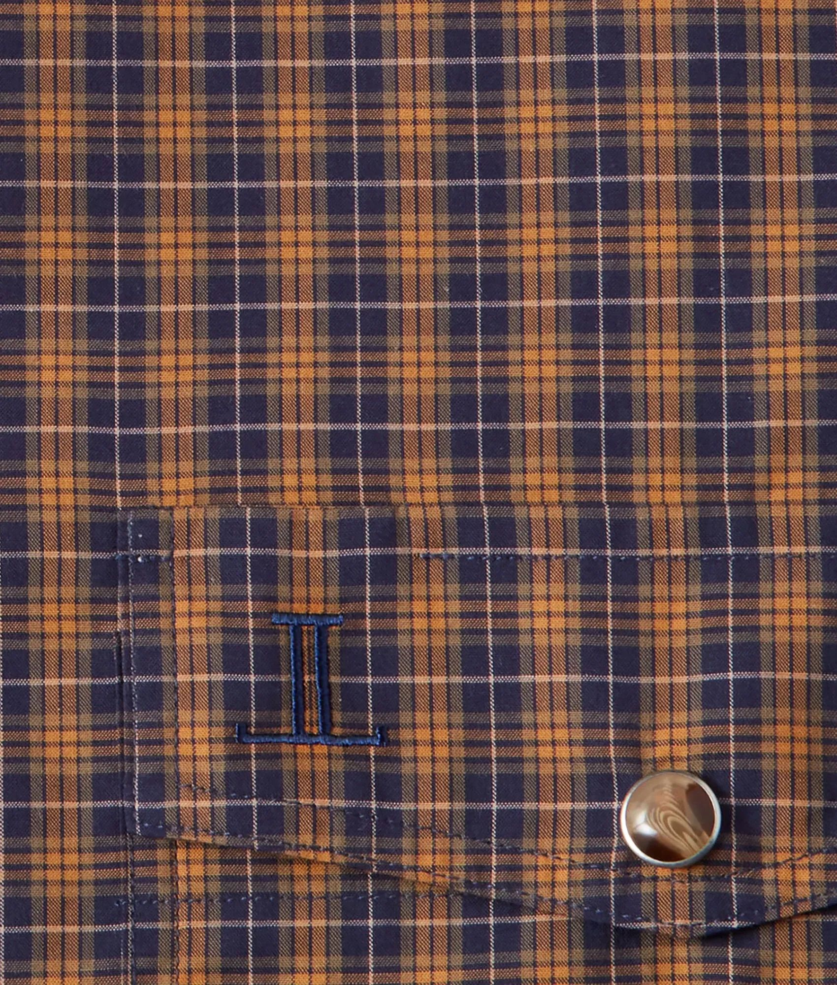 El Paso Plaids :: Navy And Mustard Mini Check