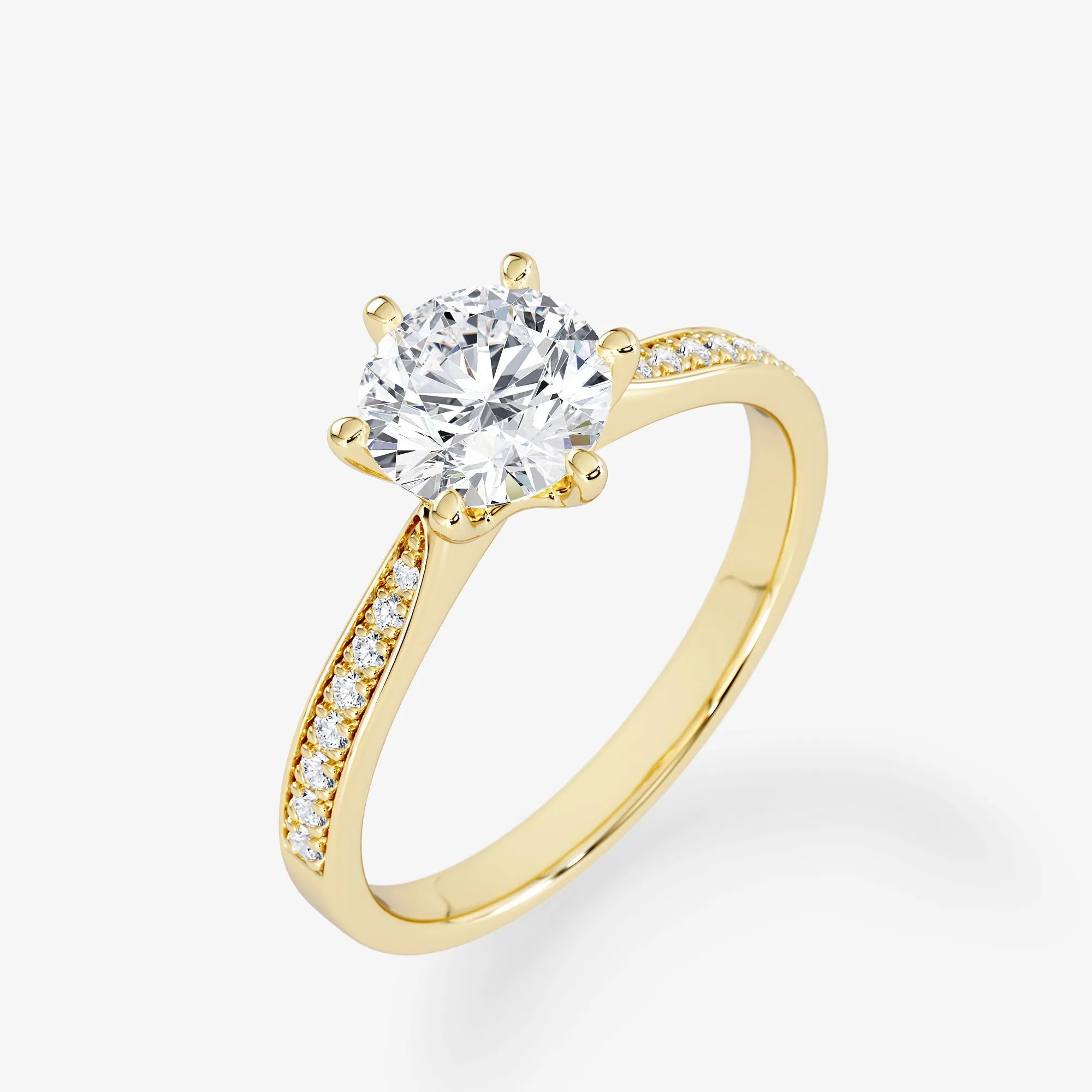 Embellished Solitaire 1.00 Carat Brilliant Cut Diamond 18K Gold Ring