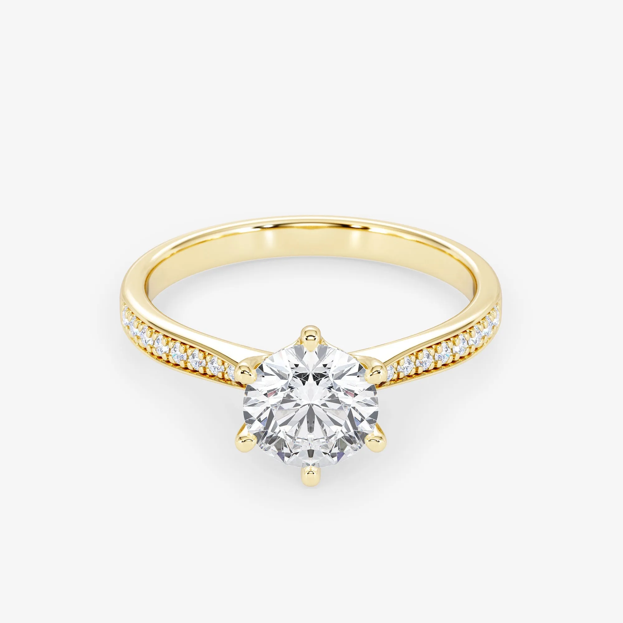 Embellished Solitaire 1.00 Carat Brilliant Cut Diamond 18K Gold Ring