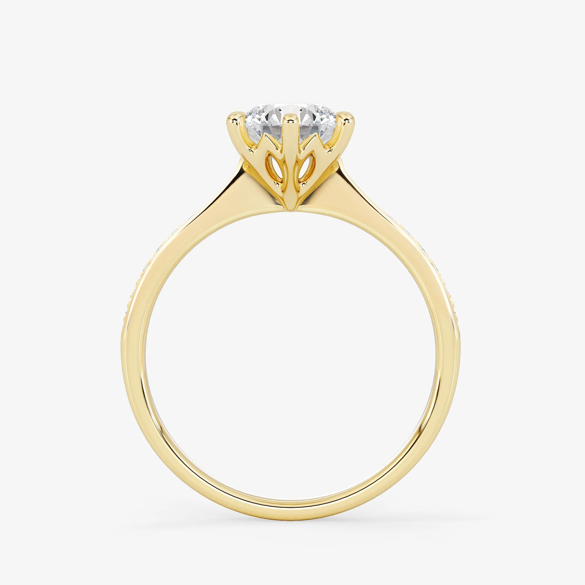 Embellished Solitaire 1.00 Carat Brilliant Cut Diamond 18K Gold Ring