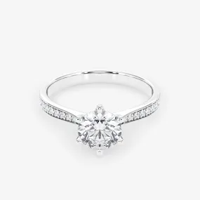 Embellished Solitaire 1.00 Carat Brilliant Cut Diamond 18K Gold Ring